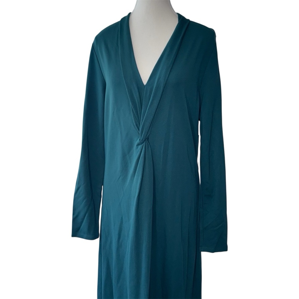 |NWT| SOFT SURROUNDINGS Long Sleeve Twist-Front Lagia Maxi Dress Atlantic Deep - Picture 4 of 11